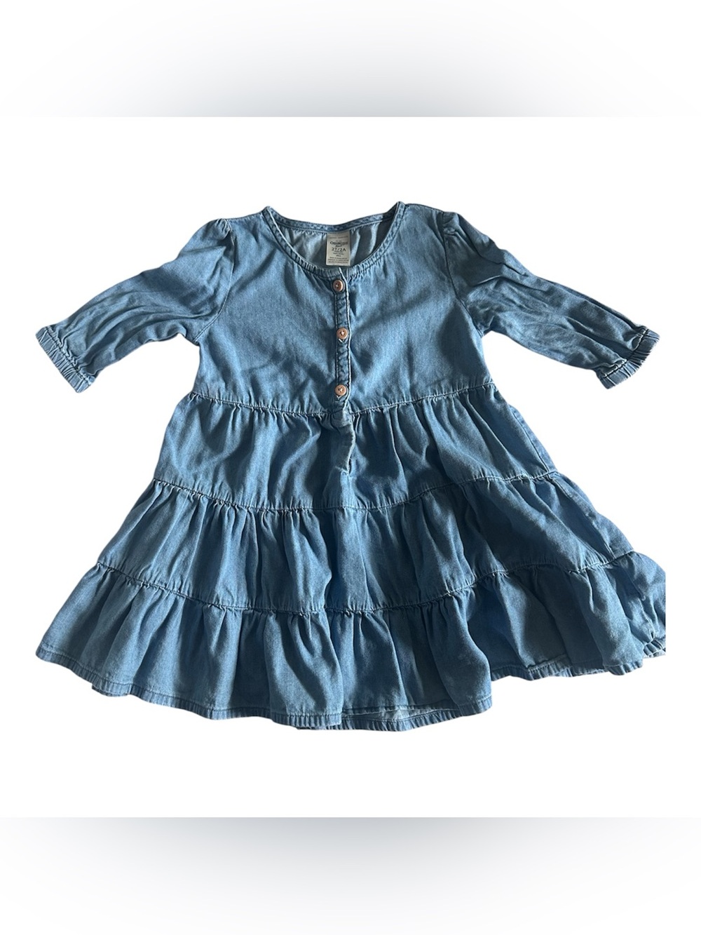 OshKosh B'gosh Light Blue Tiered Denim-Style Chambray Dress
